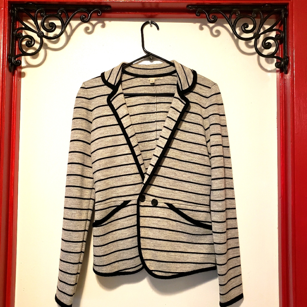 Halogen Gray and Black Wool Knit Blazer